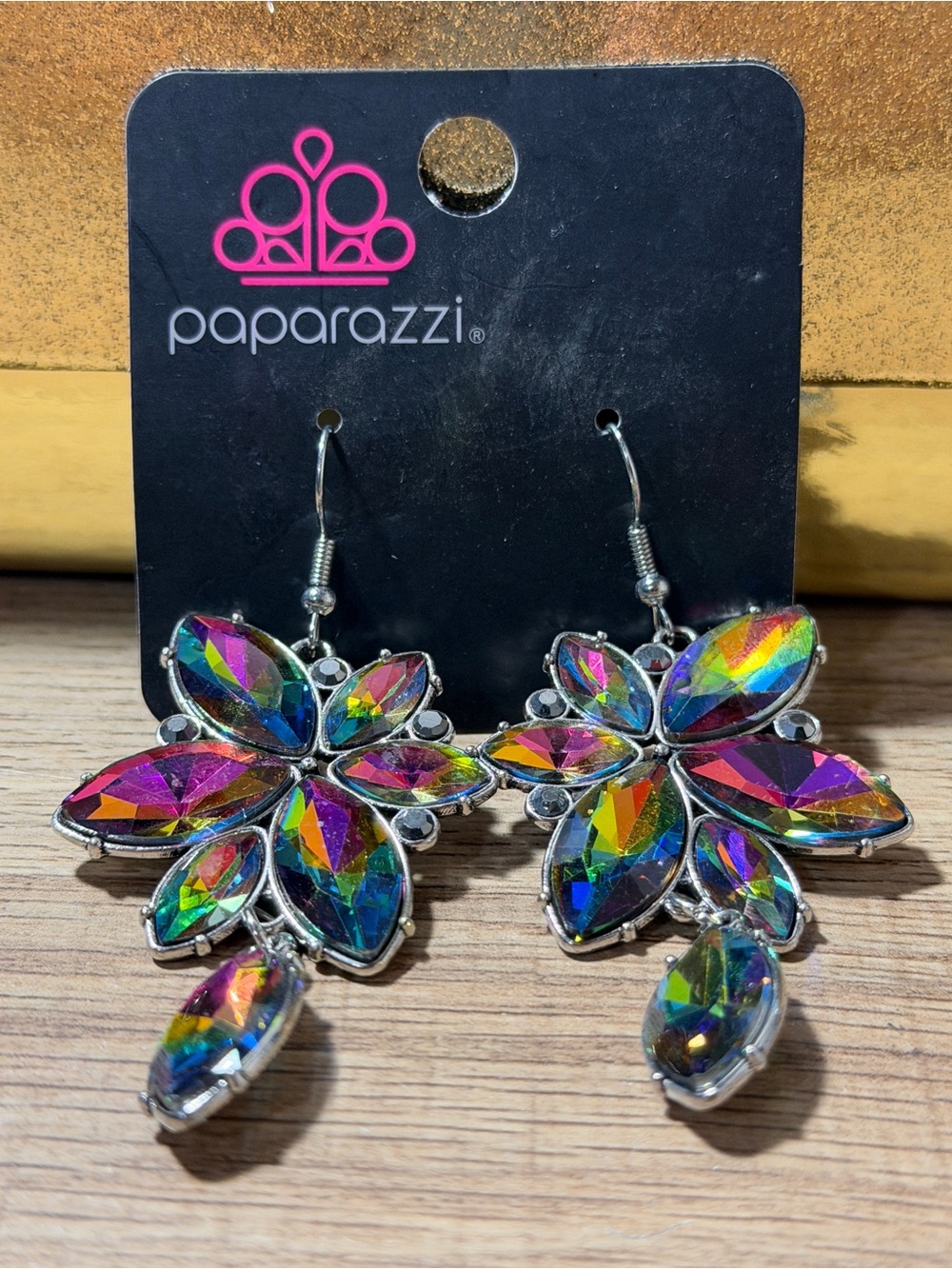 paparazzi Rainbow Crystal Flower Drop Earrings